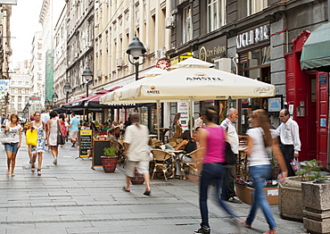 Pedestrians on Cika Ljubina Street in Belgrade, Serbia, Europe