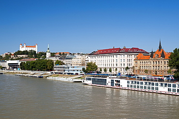 Bratislava Castle, St. Martin's Cathedral and the Danube River in Bratislava, Slovakia, Europe