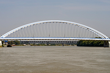 Apollo Bridge spanning the Danube River in Bratislava, Slovakia, Europe