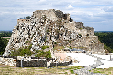 The ruins of Devin Castle on the banks of the Danube River near Bratislava in Slovakia, Europe