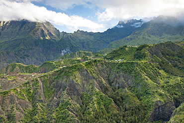 The Cirque de Cliaos caldera on the French island of Reunion in the Indian Ocean, Africa