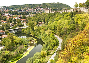 The Tsarevets fortress and Yantra River in Veliko Tarnovo in Bulgaria, Europe