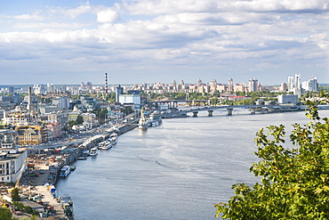 The Dnieper River and northern parts of Kiev, the capital of Ukraine, Europe