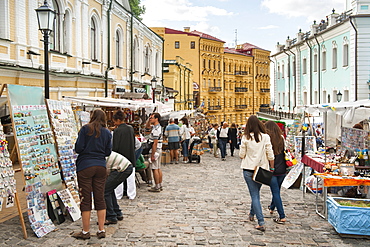 Andriyivskyy Descent, a famous road with curio stalls in Kiev, the capital of Ukraine, Europe