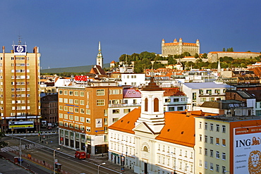 Dawn view of Bratislava showing Bratislava castle in Slovakia.