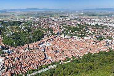 Panoramic view of Brasov, a city in the Transylvania region of central Romania, Europe