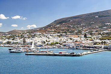 The port and Greek island of Paros in the Aegean Sea, Cyclades, Greek Islands, Greece, Europe