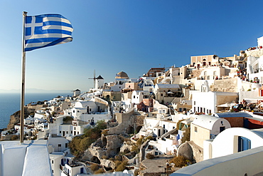 Houses of the village of Oia on the Greek island of Santorini, Cyclades, Greek Islands, Greece, Europe