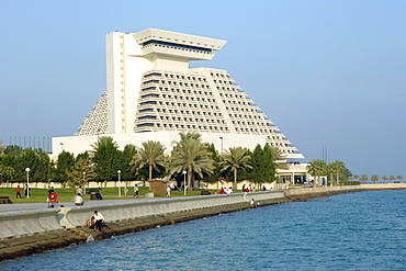 The Sheraton hotel and the Doha corniche in Qatar.