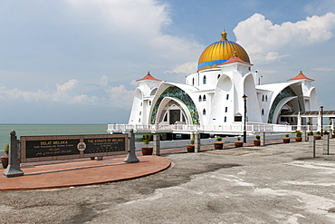 The Malacca Straits Mosque (aka Masjid Selat Melaka) in Malacca, Malaysia.