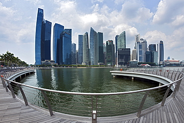 The Singapore skyline and Marina Bay in Singapore.