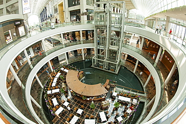 Interior of The Shoppes, a shopping mall attached to the Marina Bay Sands Hotel in Singapore.