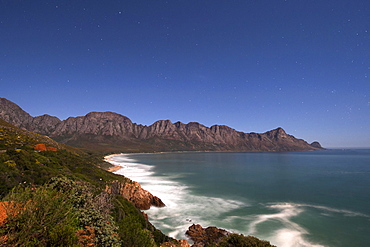 Moonlit view of Kogel Bay near Cape Town in South Africa.