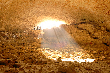 Interior and entrance of the Dahl Misfir (White Cave) in Qatar.