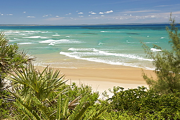 View along the coast at Barra beach near Inhambane in southern Mozambique.