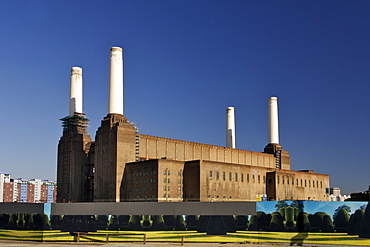 Battersea Power Station in London. Designed by Sir Giles Gilbert Scott in 1930 it was constructed in two phases being completed in 1939 and 1955 respectively. On completion it became the largest brick building in Europe. It was decommissioned in 1983 and is now undergoing a costly redevelopment.