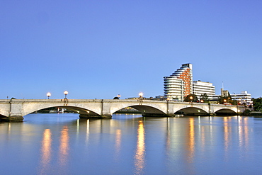 Dusk view of Putney Bridge in west London.