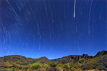 Long exposure showing star trails over Mount Moroto (3084m) in eastern Uganda.