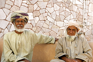 Potrait of two Omani men in Muscat, the capital of the sultanate of Oman.