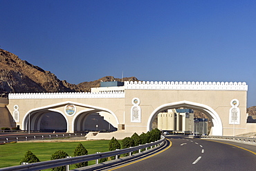 Bab Mutrah (Mutrah Gate) one of four ancient entrance gates to the old town of Muscat, the capital of the Sultanate of Oman.