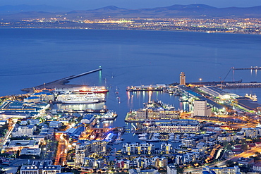 Dusk view of the waterfront and Cape Town harbour from Signal Hill