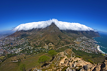 Table cloth cloud effect over Table Mountain in Cape Town, South Africa.