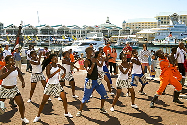 Artists performing at the waterfront in Cape Town.