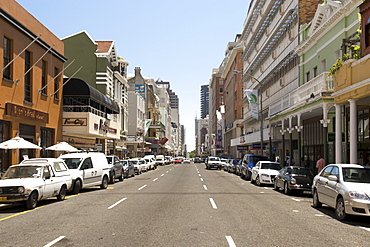 View down the length of Long street in the city of Cape Town.