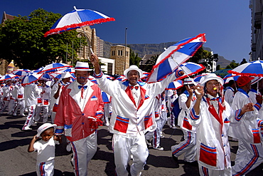 Participants in the annual Minstrels procession (also referred to as the Coon Carnival) in Cape Town.