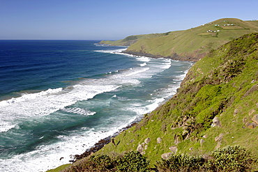 Coastal scenery between Coffee Bay and Hole in the Wall in a region of South Africa's Eastern Cape Province formerly known as the Transkei.