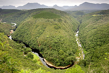 A view of the 'Map of Africa' formation along the Kaaimans river near Wilderness along the Garden Route in South Africa's Western Cape province.