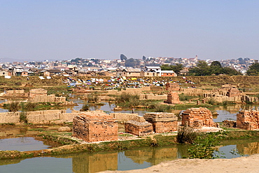 Brick factories on the outskirts of Antananarivo, Madagascar, Africa