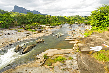 Malagasy people swimming in the Bemarivo river near Antsirabe Nord in the Antsiranana Province in northeast Madagascar, Madagascar, Africa