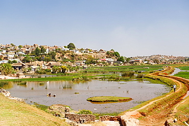 View of the housing and landscape on the outskirts of Antananarivo, Madagascar, Africa