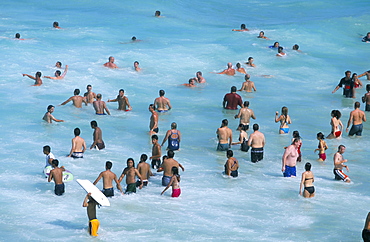 Bathers at Tamarama, fashionable beach south of Bondi in the eastern suburbs, Sydney, New South Wales, Australia, Pacific