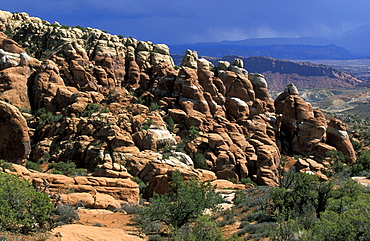 Storm approaching the 'Fiery Furnace' area of the Arches National Park, Utah, UsaStorm approaching the 'Fiery Furnace' area in this spectacular park of eroded formations, including over 2000 arches