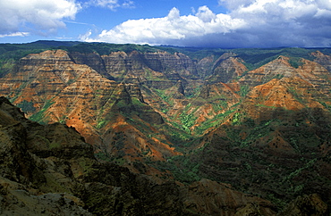 Waimea Canyon, eroded down 2785ft by the Waimea River, the scenic highlight of the west of Kauai - the 'Garden Island', Kauai, Hawaii, USA