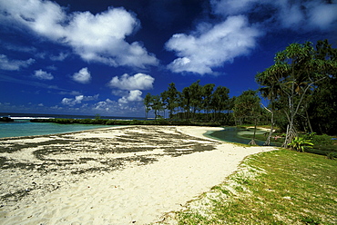 The white sand beach at Eton on the south east coast of the island, Efate Island, Vanuatu