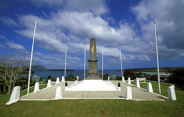 First World War Memorial above the city centre and Vila Bay, Efate Island, Port Vila, Vanuatu