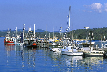 Fishing boats at Snug Cove in the historic whaling town of Eden, Sapphire Coast, New South Wales, Australia, Pacific