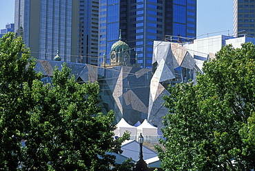 Detail of Federation Square, the new city centre arts complex, Melbourne, Victoria, Australia, Pacific