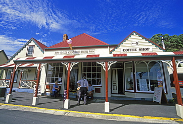 Store fronts in this popular historic north west tourist destination, Stanley, North West, Tasmania, Australia, Pacific