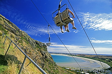 The chairlift on 'The Nut'  the 152m volcanic rock formation above the popular tourist town of Stanley, North West, Tasmania, Australia, Pacific