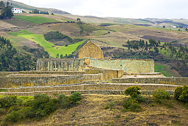 The Temple of the Sun, showing classic Inca mortar-less stonework and a trapezoidal doorway, at the most important Inca site in Ecuador, at elevation of 3230m, Ingapirca, Canar Province, Southern Highlands, Ecuador, South America