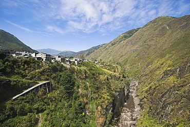 The valley of the Pastaza River, that flows from the Andes to the upper Amazon Basin, near Banos, Ambato Province, Central Highlands, Ecuador, South America