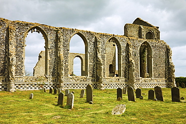 St. Andrew's Church, built in the 14th and 15th centuries but fell into ruin, and a smaller church was built inside in the 17th century, Covehithe, Suffolk, England, United Kingdom, Europe