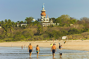 Walkers & the Nosara Beach Hotel at popular Playa Guiones beach, Nosara, Nicoya Peninsula, Guanacaste Province, Costa Rica, Central America