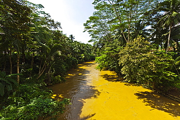 The Cijulang River, popular for boat trips to the Green Canyon, near Cijulang, Pangandaran, West Java, Java, Indonesia, Southeast Asia, Asia