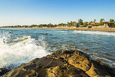 Poneloya Beach, a popular little Pacific Coast surf resort, west of the northern city of Leon, Leon, Nicaragua, Central America