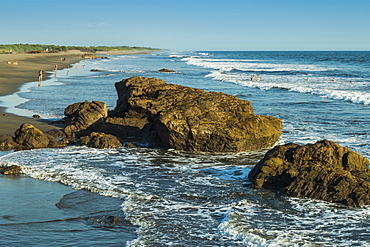 Poneloya Beach, a popular little Pacific Coast surf resort, west of the northern city of Leon, Leon, Nicaragua, Central America